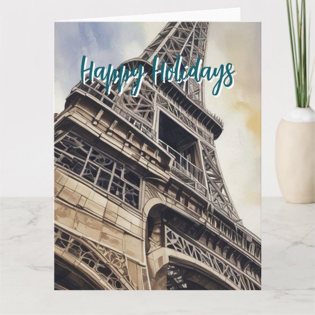 Cartão Eiffel Tower Paris Viagem Vintage Retro Art (Frente)