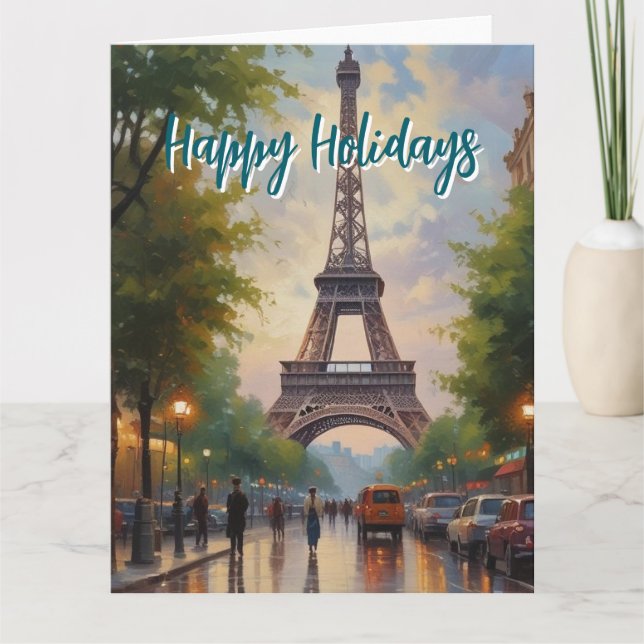 Cartão Eiffel Tower Paris Viagem Vintage Retro Art (Frente)