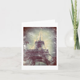 Cartão Eiffel Tower,Vintage-Styled, Blank