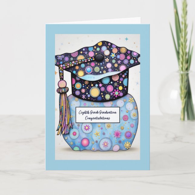 Cartão Eighth Grade Graduation Mostly Blue (Frente)