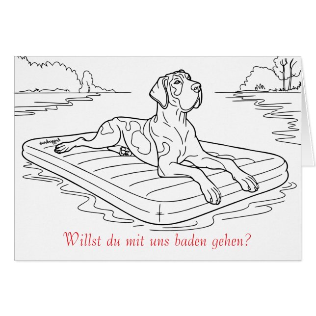 Cartão Einladung zum Baden gehen mit Deutscher Dogge  (Frente horizontal)