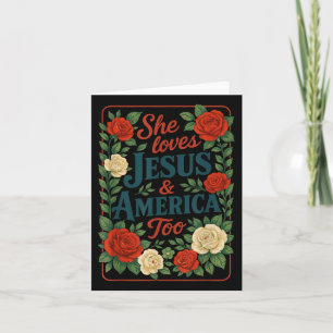Cartão Ela ama Jesus América muito cristão patriótico
