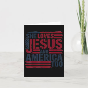 Cartão Ela ama Jesus e a América, muito cristã, retrô 4t