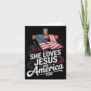 Cartão Ela Ama Jesus E A América Muito Patriótica Shirt T