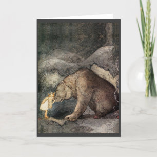 Cartão Ela beijou o nariz do urso