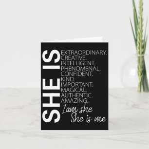 Cartão Ela É Um Surpreendente Negra Confiante Criativo
