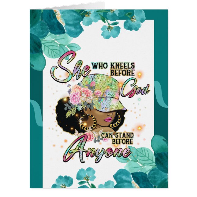 Cartão Ela que se ajoelha diante de Deus, pode ficar dian (Frente)