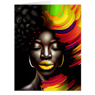 Cartão Ele Curva A Frente Sista Afro-Americana