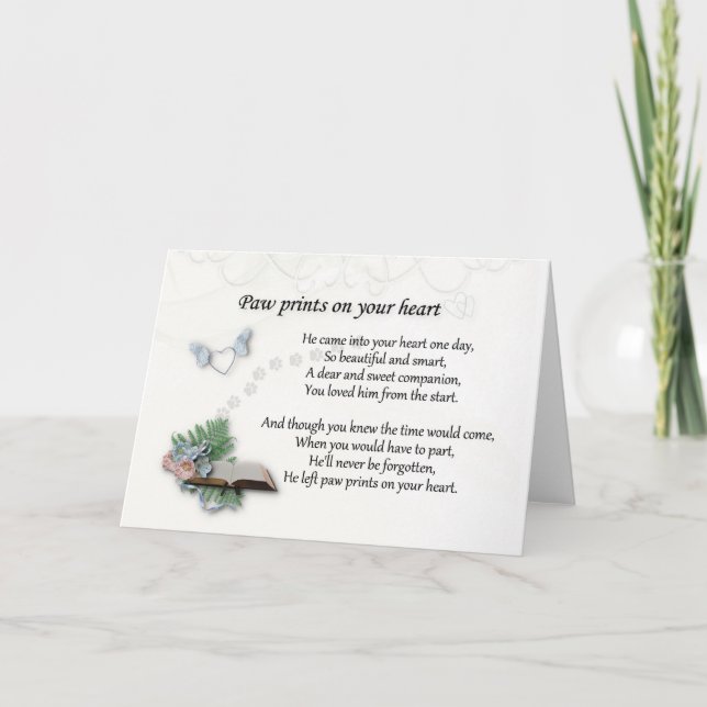 Cartão Ele deixou pegadas no coração. (Frente)