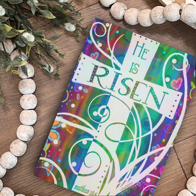 Cartão Ele é Risen Bonito Páscoa de inspiração religiosa (Criador carregado)