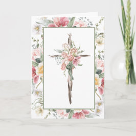 Cartão Ele é Risen Floral Cross Páscoa | Ressurreição