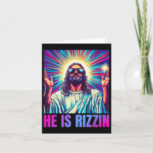 Cartão Ele É Rizzin Engraçado Jesus Meme Garoto Cristão