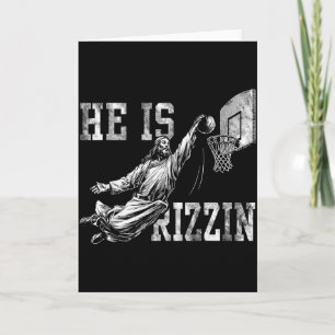 Cartão Ele É Rizzin Engraçado Meme Cristão de Basquete Pá