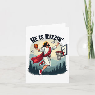 Cartão Ele É Rizzin Páscoa Jesus Jogando Hoop De Basquete