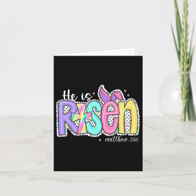 Cartão Ele Está Risado Jesus Crianças Felzs pascoa Cristã (Frente)