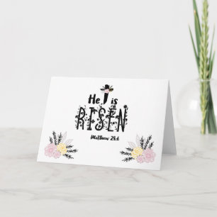 Cartão Ele Ressuscitou Floral Escritura