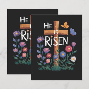 Cartão Ele Ressuscitou Jesus Floral Cristão Páscoa