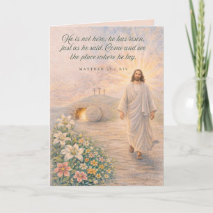 Cartão Ele Ressuscitou – Mateus 28:6 Versículo Bíblico -