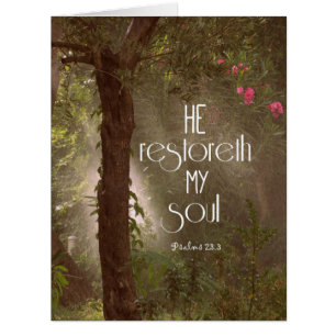 Cartão Ele restaura minha Bíblia de Alma Verse