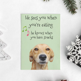 Cartão Ele sabe Quando você Tem Lanches Cachorro Natal