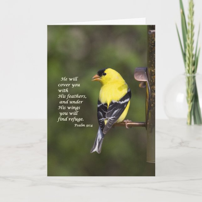 Cartão Ele vai te cobrir com suas penas (Frente)