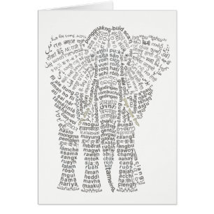 Cartão Elefante Asiático do Mundo Word