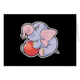 Cartão elefante bebê com bola