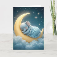 Elefante bebê dormindo em lua crescente