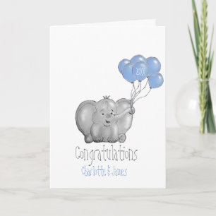 Cartão Elefante bebê parabéns
