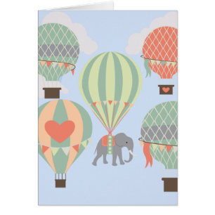 Cartão Elefante bonito que monta a aumentação dos balões