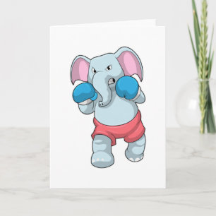 Cartão Elefante boxeando com luvas de boxe