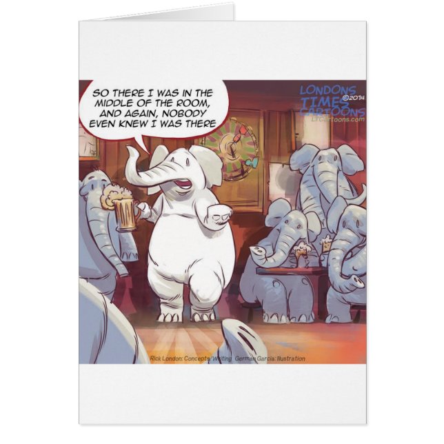 Cartão Elefante Branco Engraçado Na Sala (Frente)