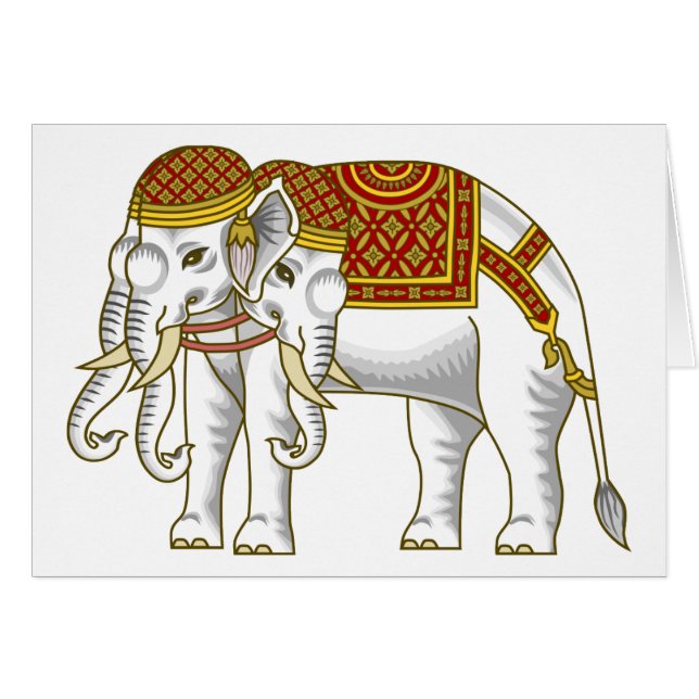 Cartão Elefante Branco Tailandês Erawan (Frente Horizontal)