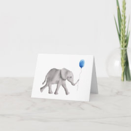 Cartão Elefante chá de fraldas Obrigado Cartões, Azul