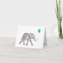 Cartão Elefante chá de fraldas Obrigado Cartões, Verde
