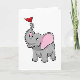 Cartão Elefante com Bandeira