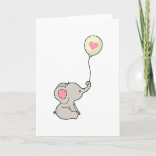 Cartão Elefante com Coração no Balão