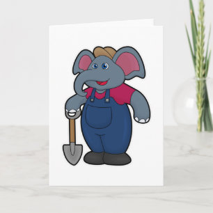 Cartão Elefante como Fazendeiro com Pá