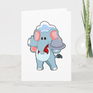 Cartão Elefante como Garçom com Bandeja