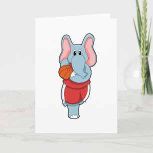 Cartão Elefante como jogador de basquete com bola de basq