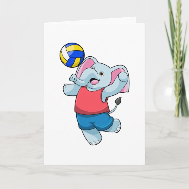 Cartão Elefante como jogador de voleibol com voleibol (Frente)