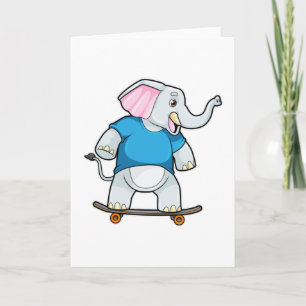 Cartão Elefante como Patinador com Skate