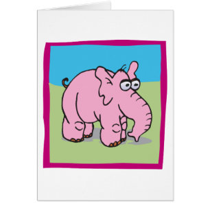 Cartão Elefante cor-de-rosa