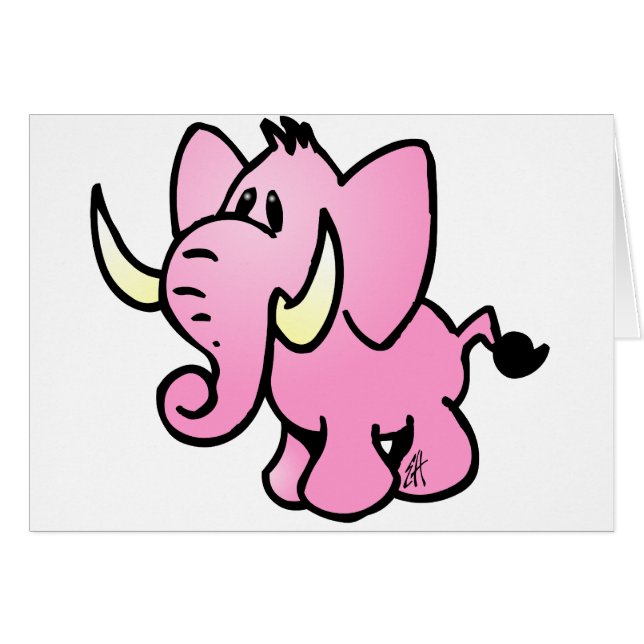Cartão Elefante cor-de-rosa (Frente Horizontal)