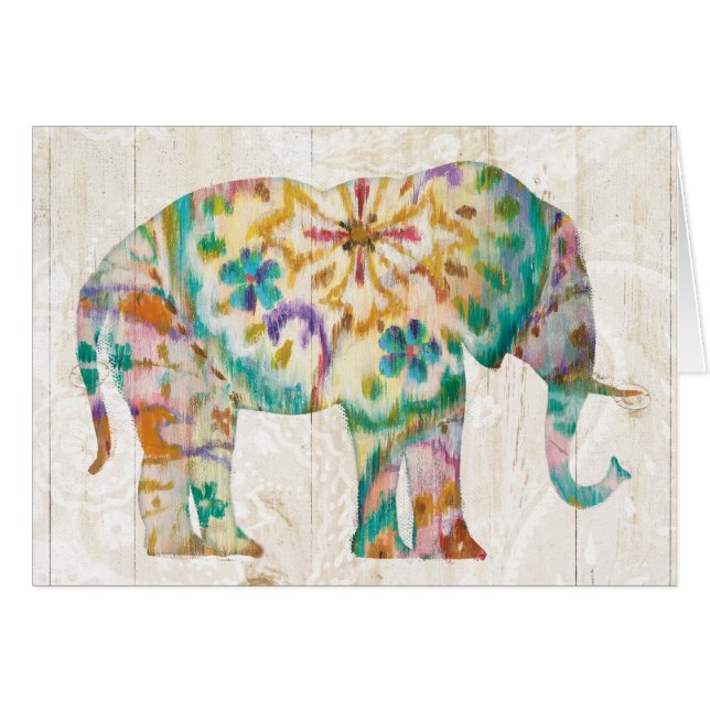 Cartão Elefante de Boho Paisley mim (Frente Horizontal)