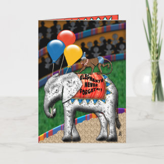 Cartão Elefante de circo e macaco (Cartão de aniversário)