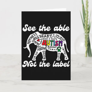 Cartão Elefante de Conscientização do Autismo Veja o Capa