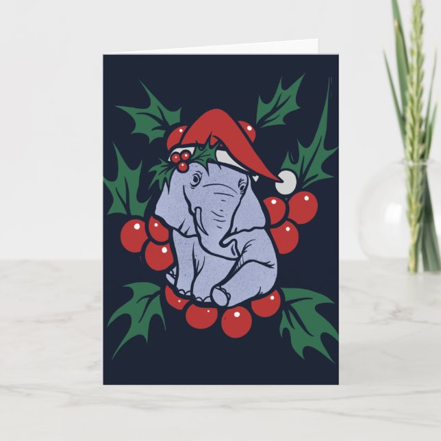 Cartão Elefante de Natal (Frente)