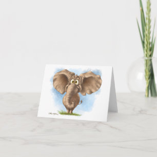 Cartão Elefante Desenho Animado Fofo