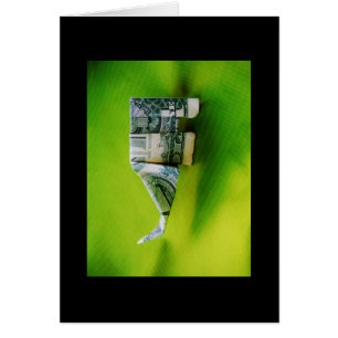 Cartão Elefante do origami da nota de dólar no fundo